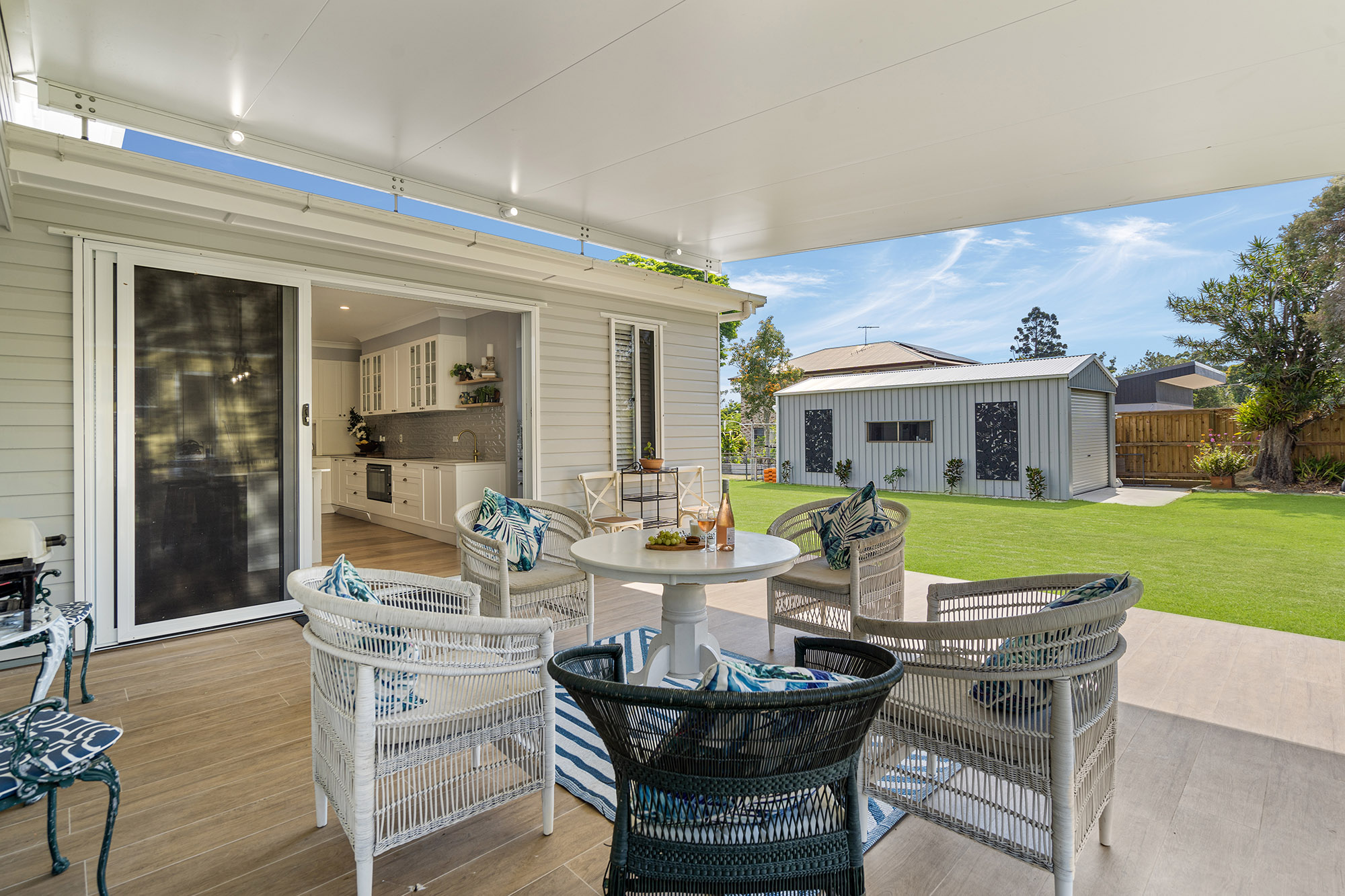 Covered outdoor-living area after the transformation